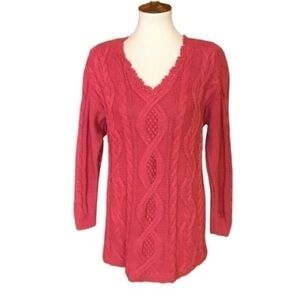 Vintage 90s hot pink v neck sweater